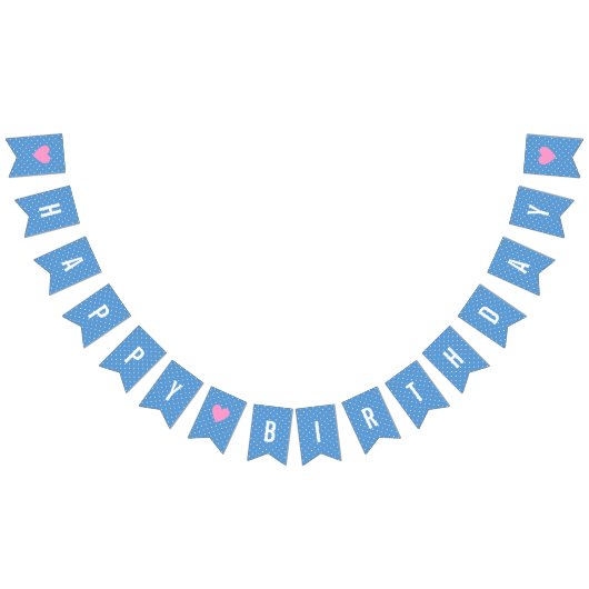 Gelukkige verjaardag Baby Blue Witte Stippen Vlaggetjes (Alle)