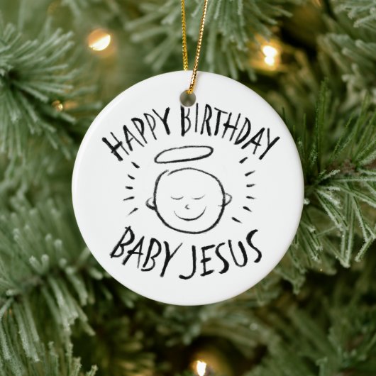 Gelukkige Verjaardag Baby Jesus - Christelijk Kers Keramisch Ornament (Boom)