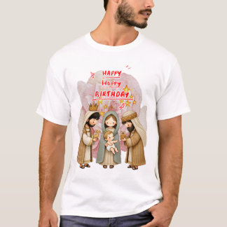 Gelukkige Verjaardag Baby Jezus ontvangt geschenke T-shirt