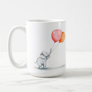 Gelukkige verjaardag, baby olifant met ballonnen koffiemok