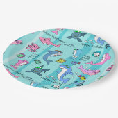 Gelukkige Verjaardag Baby Shark Doo Doo Doo Party Papieren Bordje (Gekanteld)