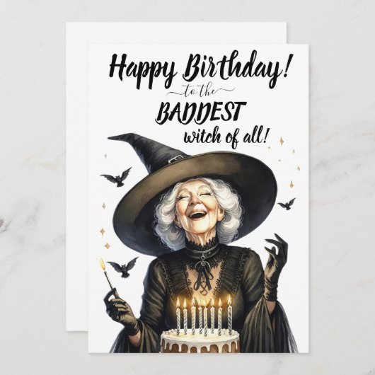 Gelukkige verjaardag BADDEST Witch! Enkele feestda Feestdagenkaart (Voorkant / Achterkant)
