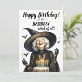 Gelukkige verjaardag BADDEST Witch! Enkele feestda Feestdagenkaart (Staand voorkant)