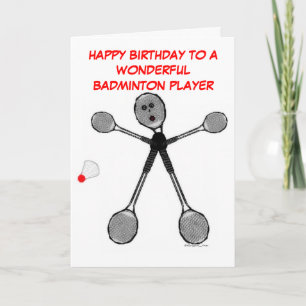 Gelukkige Verjaardag Badminton Speler Kaart