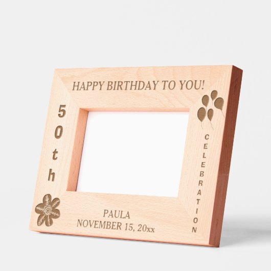 Gelukkige Verjaardag Ballonnen Naam 6 x 4, 7 x 5 F Gegraveerde Lijstjes (Links)