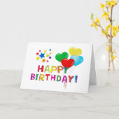 Gelukkige Verjaardag Ballonnen Sterren Kaart (Gele Bloem)