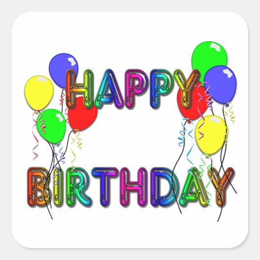 Gelukkige Verjaardag Ballons D1 Vierkante Sticker (Voorkant)