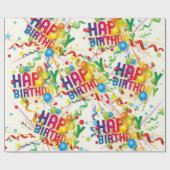 Gelukkige Verjaardag Baloons en Streamers Cadeaupapier (Vlak)