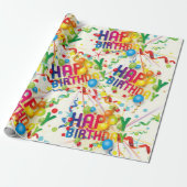 Gelukkige Verjaardag Baloons en Streamers Cadeaupapier (Uitgerold)