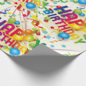 Gelukkige Verjaardag Baloons en Streamers Cadeaupapier (Hoek)