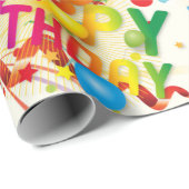 Gelukkige Verjaardag Baloons en Streamers Cadeaupapier (Rol Hoek)