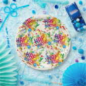 Gelukkige Verjaardag Baloons en Streamers Papieren Bordje (Feest)