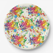 Gelukkige Verjaardag Baloons en Streamers Papieren Bordje (Voorkant)