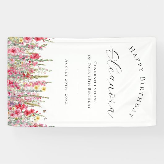 Gelukkige Verjaardag Banner 18 Augustus Geboortebl (Horizontaal)