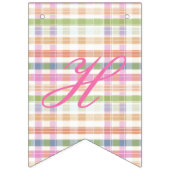 Gelukkige verjaardag banner in roze plaid (Tweede vlag)