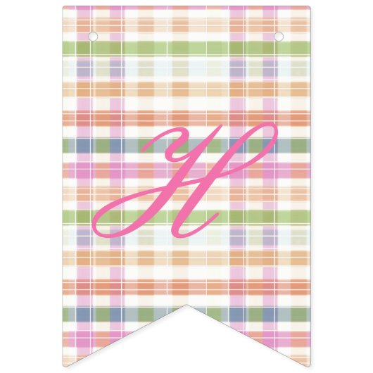 Gelukkige verjaardag banner in roze plaid (Tweede vlag)