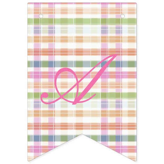 Gelukkige verjaardag banner in roze plaid (Derde vlag)