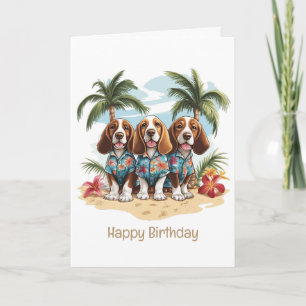 Gelukkige Verjaardag Basset Hound Dogs Hawaiian Sh Kaart