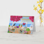 Gelukkige Verjaardag Beach Ocean Veranda Kaart (Gele Bloem)