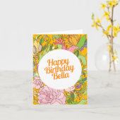 Gelukkige verjaardag Bella | Floral Birthday Kaart (Gele Bloem)