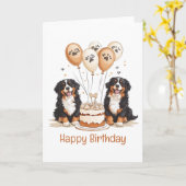 Gelukkige Verjaardag Berner Sennenhonden Kaart (Gele Bloem)