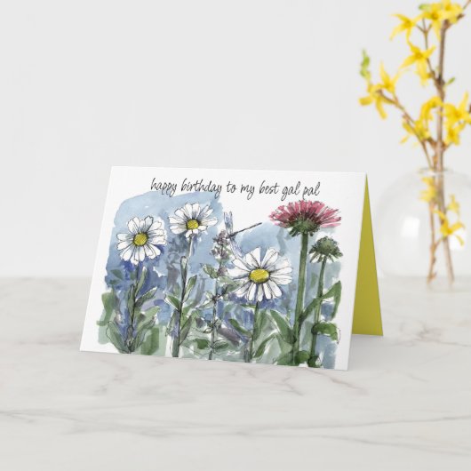 Gelukkige Verjaardag Beste Gal Pal Daisy Bloementu Kaart (Gele Bloem)