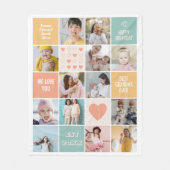 Gelukkige Verjaardag Beste Oma Fotocollage Retro Fleece Deken (Voorkant)