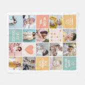 Gelukkige Verjaardag Beste Oma Fotocollage Retro Fleece Deken (Voorkant (Horizontaal))