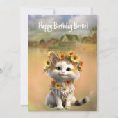 Gelukkige verjaardag Bestie Leuke Bogo Kat Kaart (Voorkant)