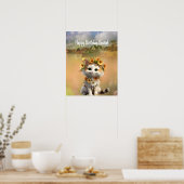 Gelukkige verjaardag Bestie Leuke Boho kat Poster (Keuken)