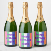 Gelukkige Verjaardag Bestie Mousserende Wijn Label Sparkling Wijnetiket (Flessen)
