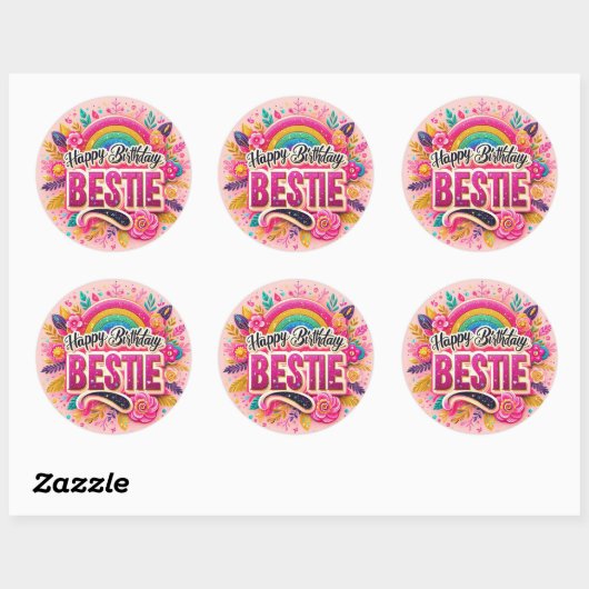 Gelukkige verjaardag bestie sticker (Vel)