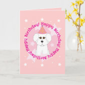 Gelukkige Verjaardag Bichon Kaart (Gele Bloem)