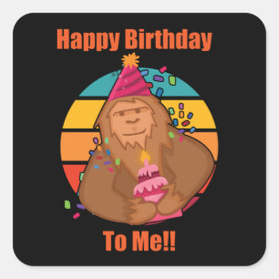 Gelukkige Verjaardag Bigfoot Cupcake Vierkante Sticker