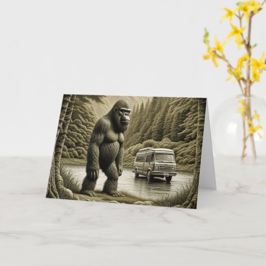 Gelukkige Verjaardag Bigfoot en RV Kaart (Gele Bloem)