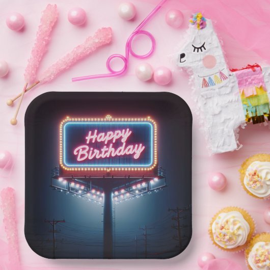 Gelukkige Verjaardag Billboard Papieren Bordje (Feest)