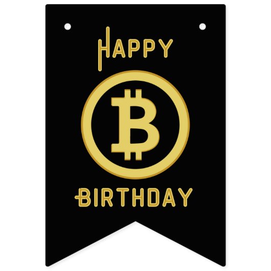 Gelukkige verjaardag Bitcoin Goud Slingers Vlaggen Vlaggetjes (Tweede vlag)