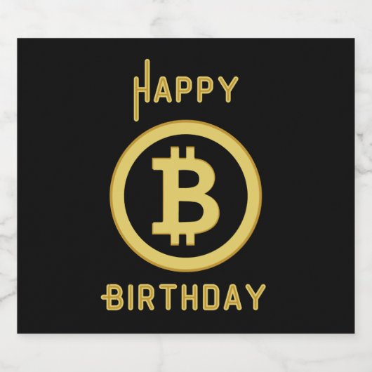 Gelukkige Verjaardag Bitcoin Gouden Mousserende Wi Sparkling Wijnetiket (Enkel label)