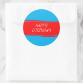 Gelukkige verjaardag blauw en rood ronde sticker (Tas)