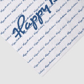 Gelukkige verjaardag! blauw herhalingspatroon tissuepapier (Detail)