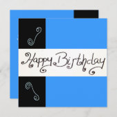 Gelukkige verjaardag blauw kaart (Voorkant / Achterkant)