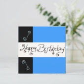 Gelukkige verjaardag blauw kaart (Staand voorkant)