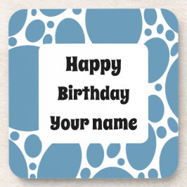 Gelukkige verjaardag, blauw patroon bier onderzetter