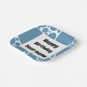 Gelukkige verjaardag, blauw patroon papieren bordje (Gebogen)