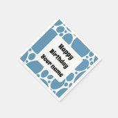 Gelukkige verjaardag, blauw patroon servet (Hoek)