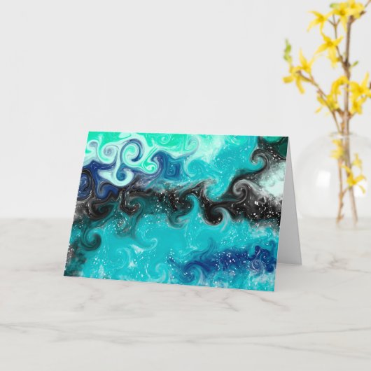 Gelukkige verjaardag Blauw, Turkoois en Zwarte Abs Kaart (Gele Bloem)