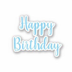 Gelukkige Verjaardag Blauw Wit Trendy Koel Eenvoud Sticker
