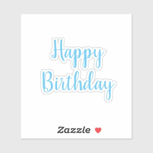 Gelukkige Verjaardag Blauw Wit Trendy Koel Eenvoud Sticker (Vel)