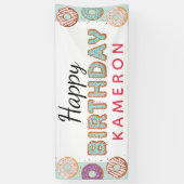 GELUKKIGE VERJAARDAG Blauwe Donuts Baby Boy Aangep Spandoek (Verticaal)