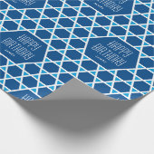 Gelukkige Verjaardag Blauwe Sterpatroon Gepersonal Cadeaupapier (Hoek)